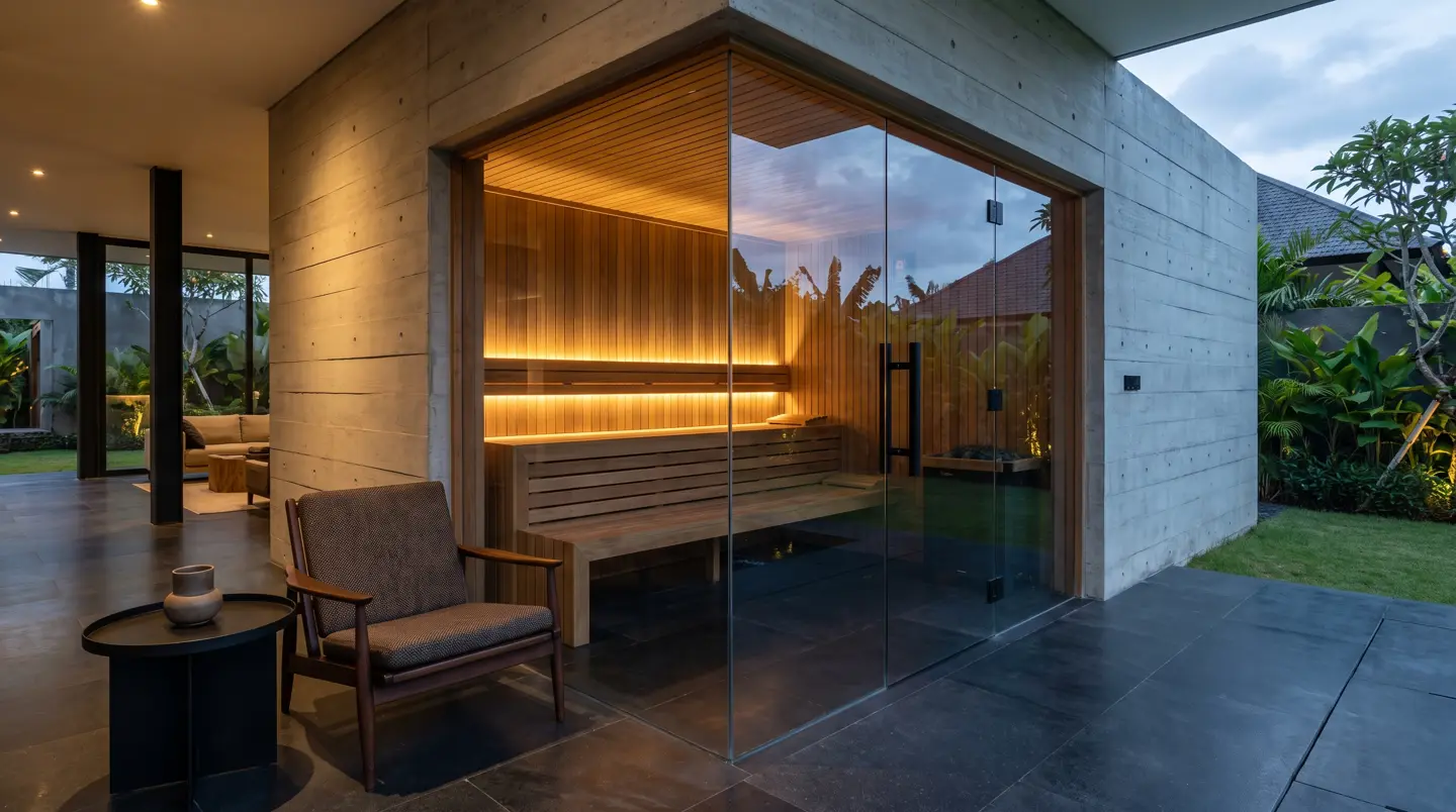 Project: Cliff villa above Bingin: compact infrared cabin and plunge by stairs in Bingin, Pecatu